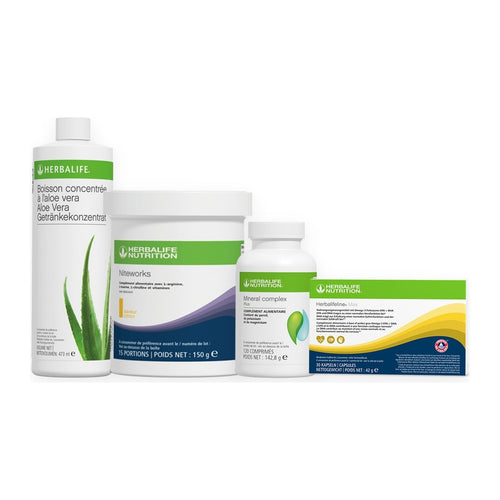 Pack Anti-oxydant Herbalife : aloe vera, Niteworks, Mineral Complex Plus et Herbalifeline Max