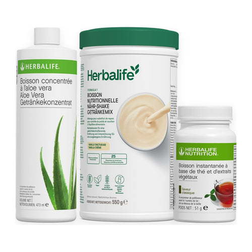 Pack Petit Déjeuner Herbalife : Boisson à l'aloe vera, Formula 1 et Boisson à base de thé